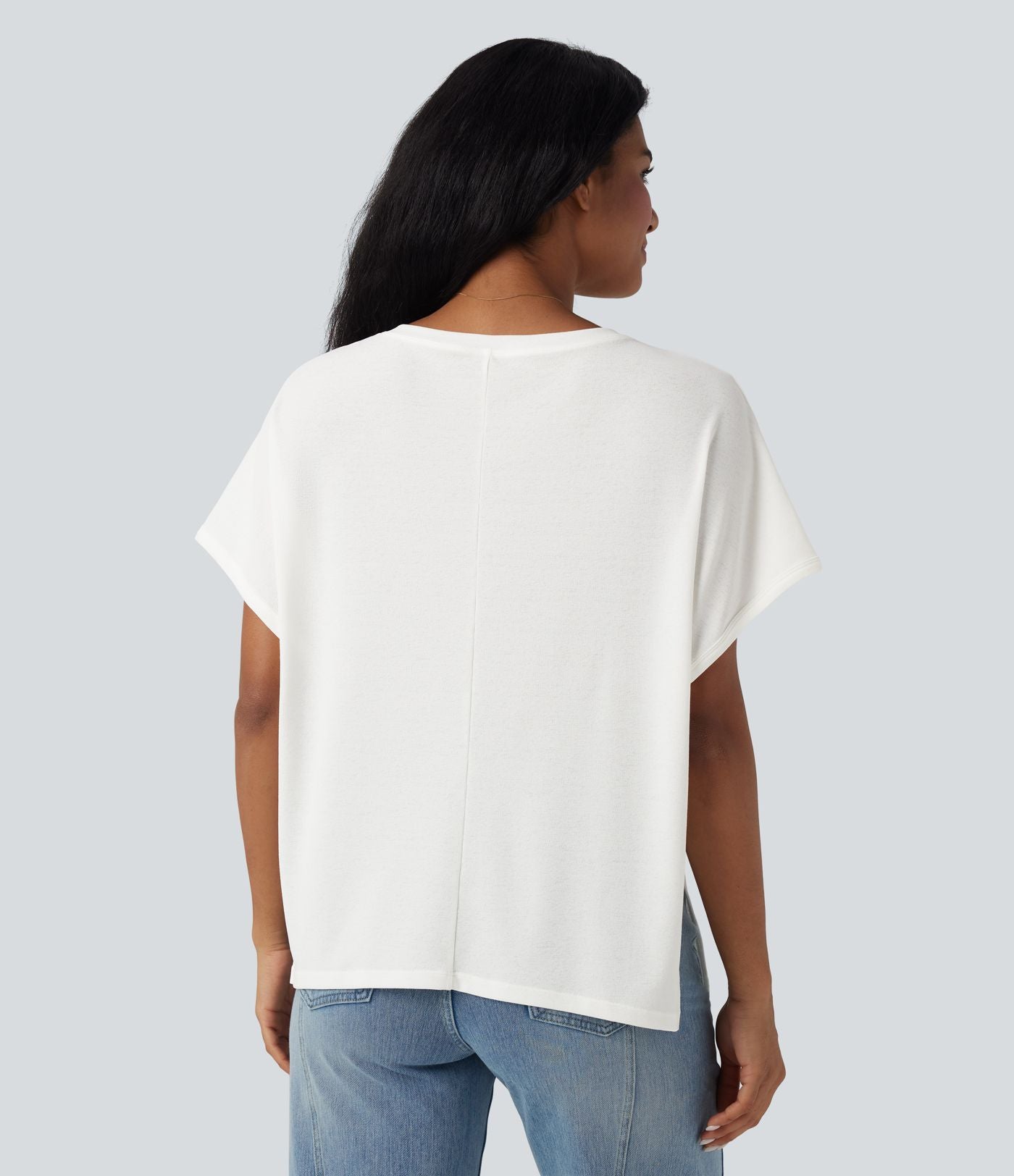 T-shirt col rond manches chauve-souris coupe décontractée