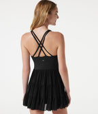 Robe sport de danse mini 2-en-1 SoftlyZero™ avec brassière intégrée, mesh contrasté et poches - Édition Easy Peasy - UPF50+