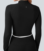 Veste yoga courte zippée col montant color block sans couture OneForm Seamless Flow