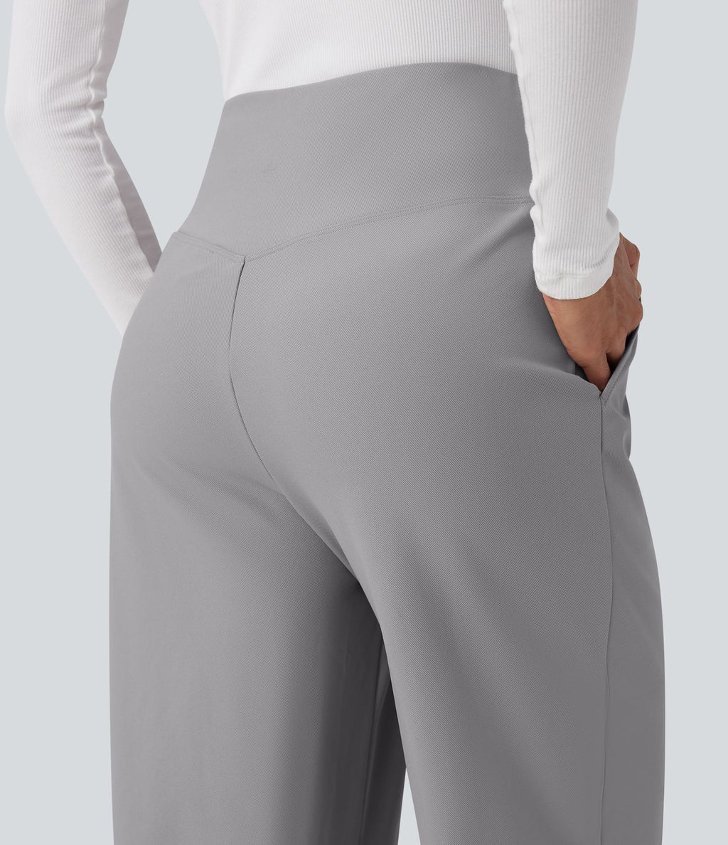 Pantalon tailleur ample taille haute en sergé Halara Flex™ avec poches
