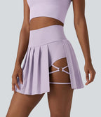 Jupe de danse courte plissée 2-en-1 Breezeful™ taille haute séchage rapide avec ourlet asymétrique et poches – Version longue