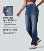 Jean droit taille haute Halara Flex™ délavé avec poches