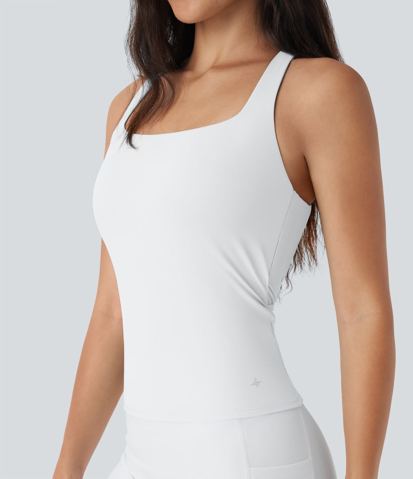 Débardeur de course crop top dos nu col carré bretelles croisées Softlyzero™ Airy Cool Touch - longueur rallongée - UPF50+