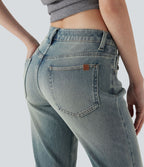 Jean bootcut délavé taille basse Halara Flex™ à poches multiples