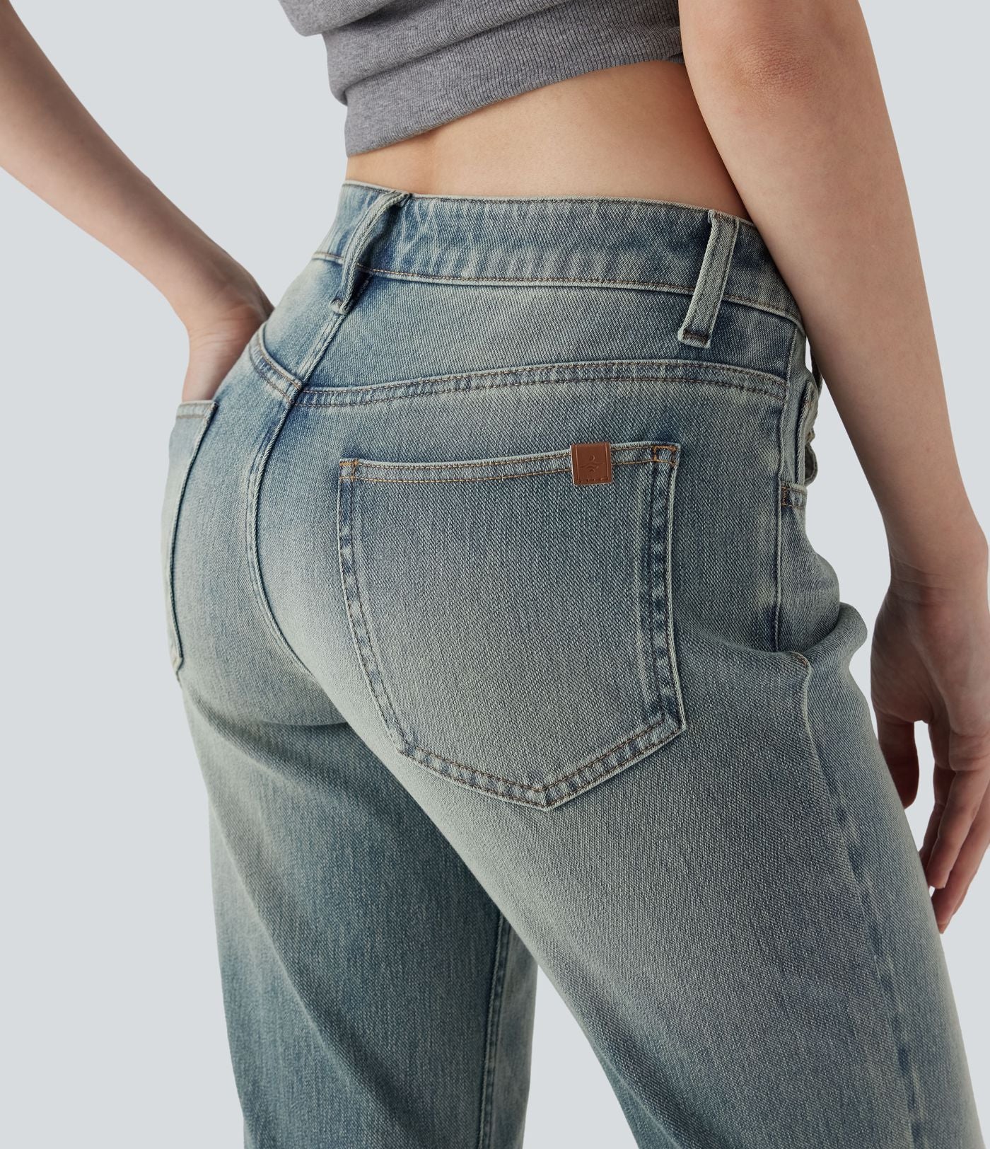 Jean bootcut délavé taille basse Halara Flex™ à poches multiples