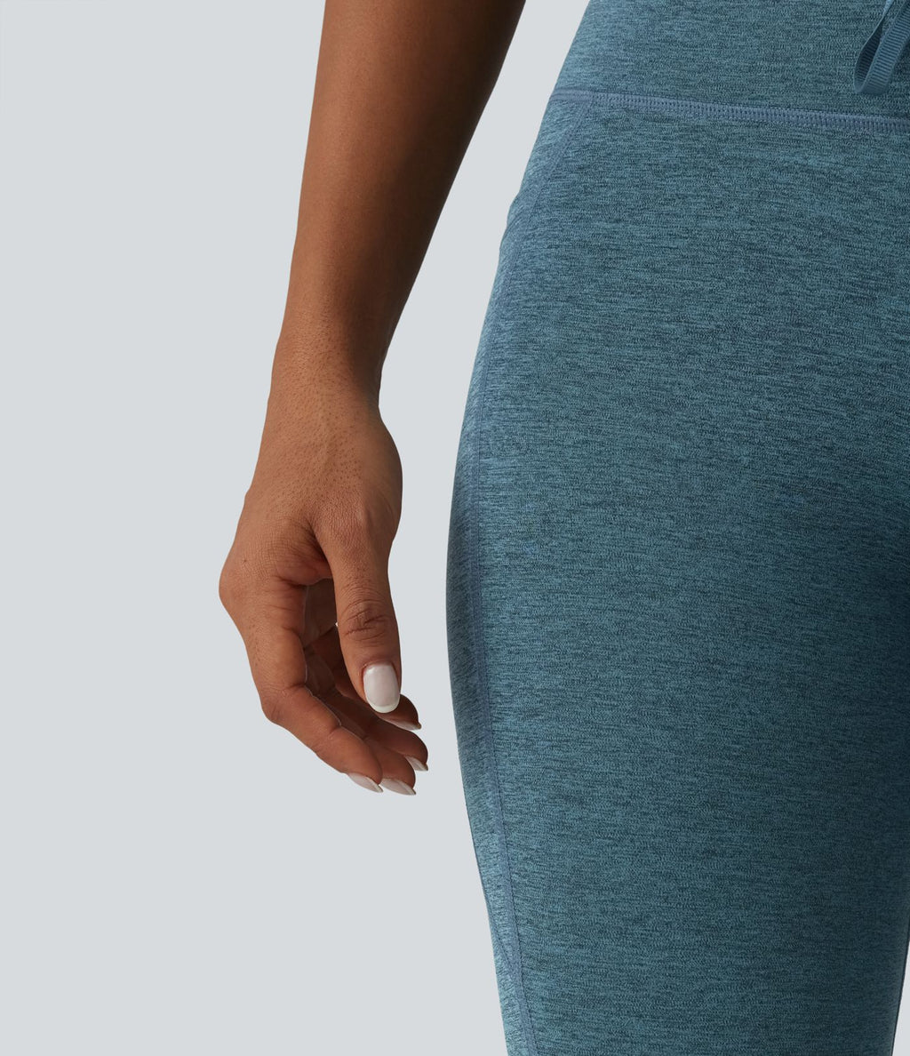 Legging de yoga Halara UltraSculpt™ chiné, taille haute, à cordon de serrage, séchage rapide, style caleçon avec poches