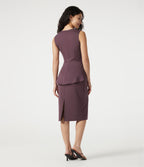 Robe tailleur midi sans manches col rond