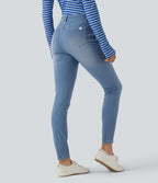 Jean ajusté décontracté Halara Flex™ taille haute avec poches