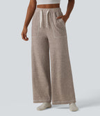 Pantalon ample taille haute avec cordon de serrage et poches