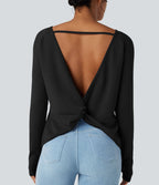 Sweat-shirt décontracté SpacerTek™ dos nu, manches longues avec trous pour les pouces, avec poches