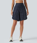 Short de running Halara UltraSculpt™ gainant taille haute imprimé camouflage avec ourlet arrondi et poche - 23 cm