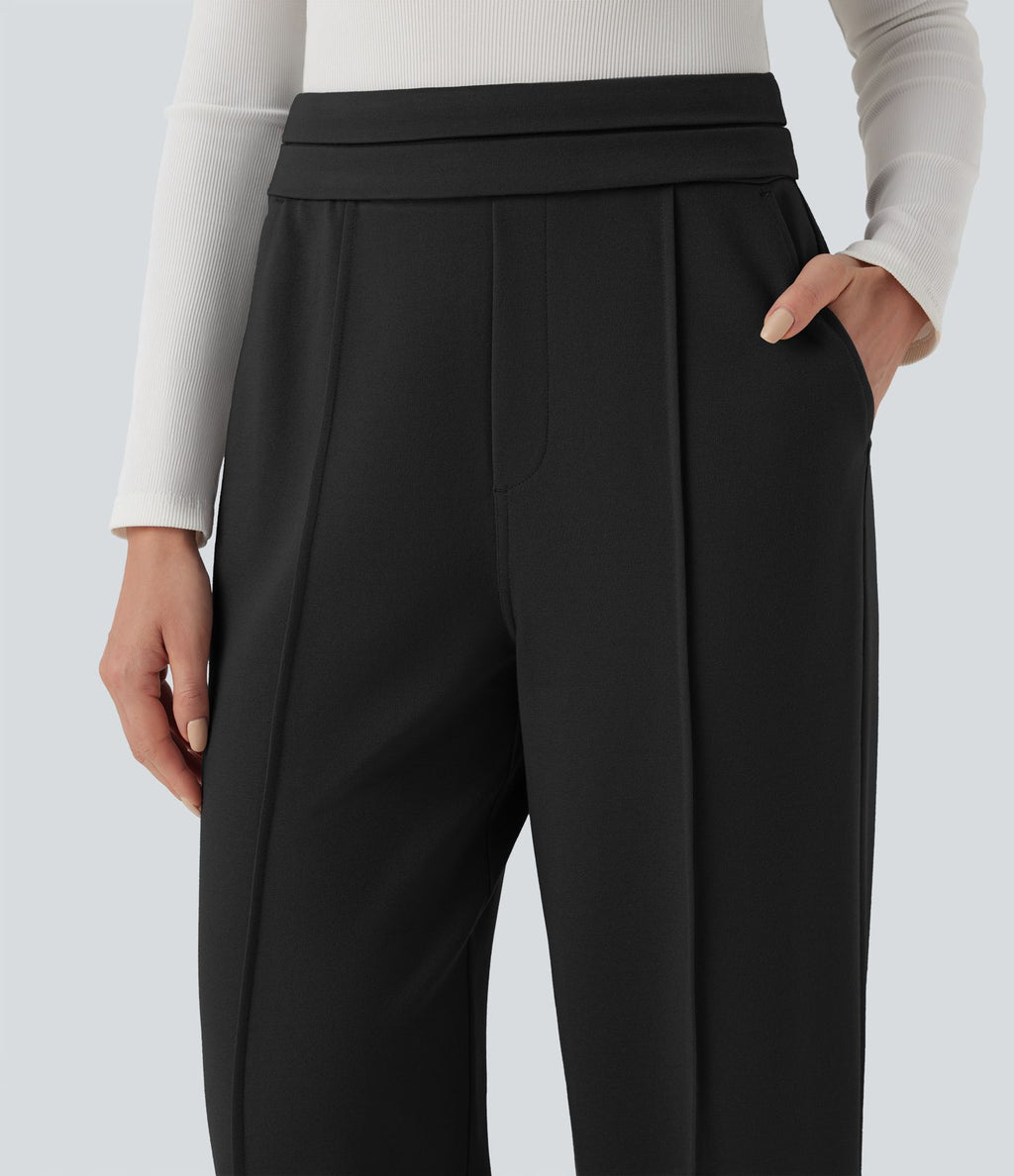 Pantalon tailleur coupe droite taille haute Halara Flex™ avec poches