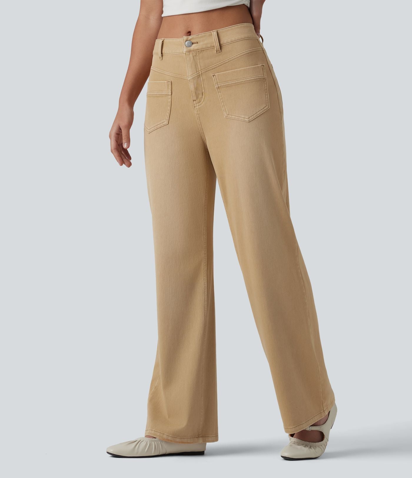 Jean droit Halara Flex™ décontracté coloré taille mi-haute avec poches