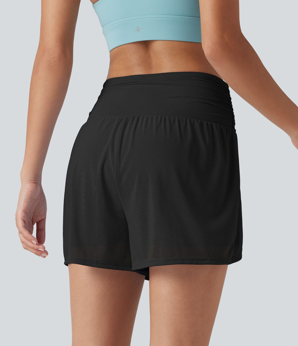 Short de running 2-en-1 SoftlyZero™ Airy 8cm effet frais InstantCool taille haute avec lien devant, mesh contrasté, poches et protection solaire UPF50+
