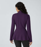 Veste péplum de travail col en V avec un bouton