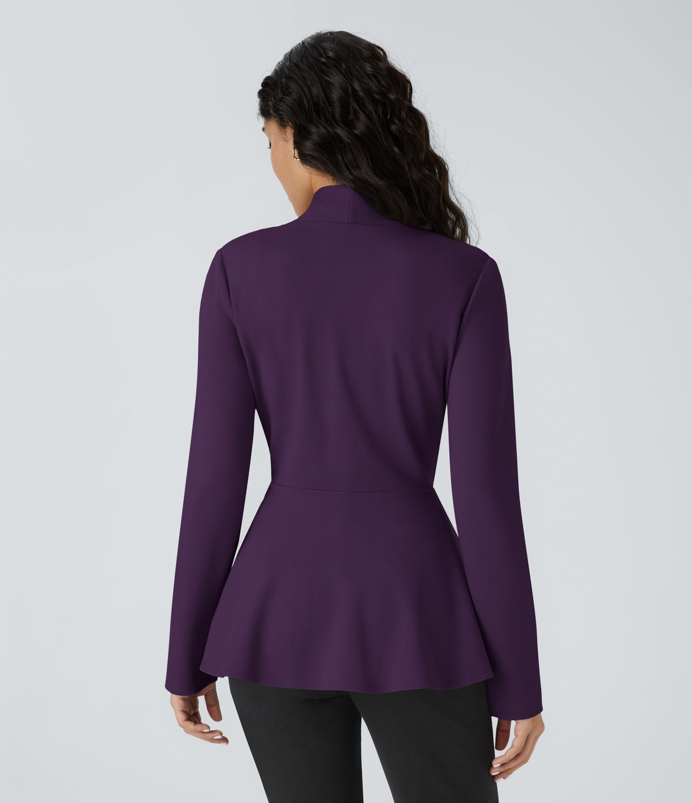 Veste péplum de travail col en V avec un bouton