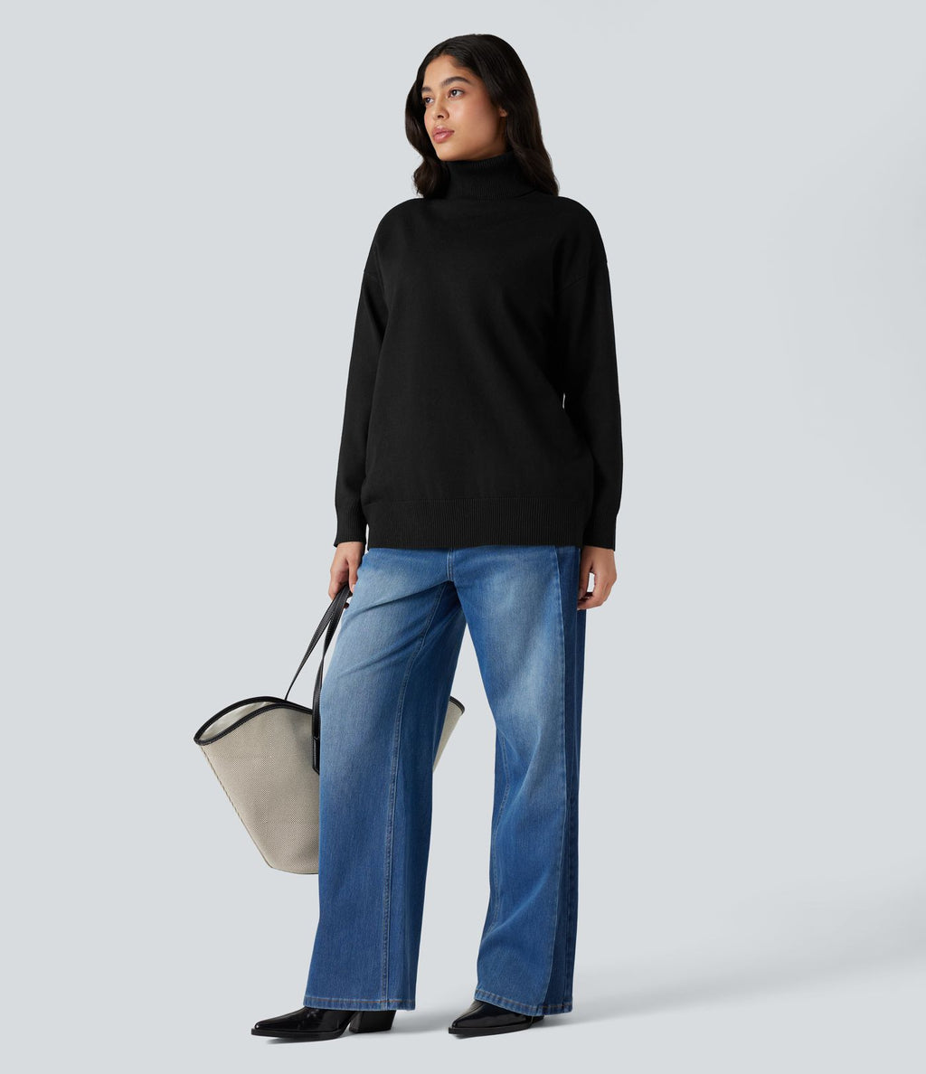 Pull tailleur col montant manches longues - Réversible devant et dos