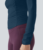 Haut de sport entraînement SoftlyZero™ Airy col carré manches longues froncé effet frais InstantCool