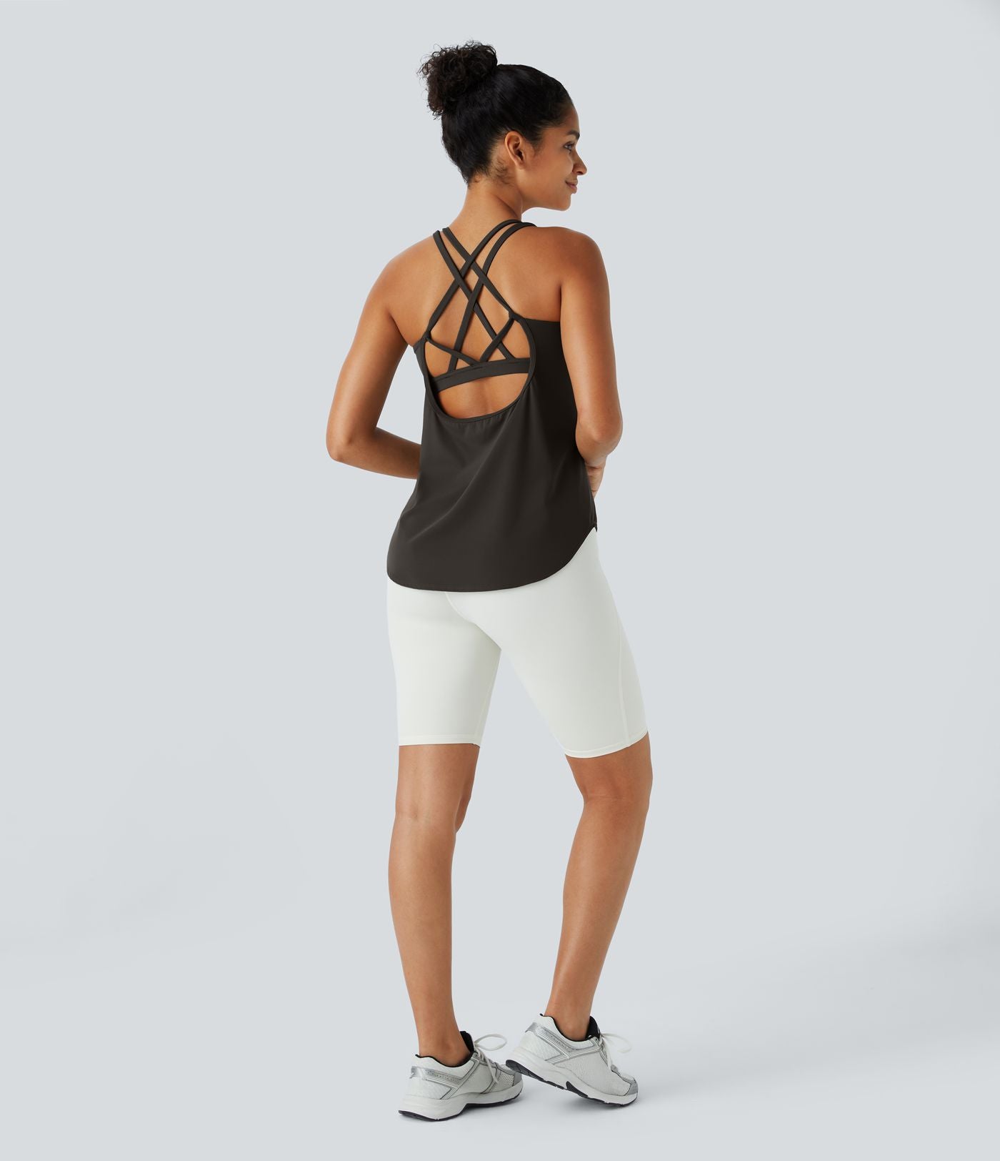 Halara UltraSculpt™ Débardeur De Course à Col en U Dos Nu Ourlet Incurvé Croisé