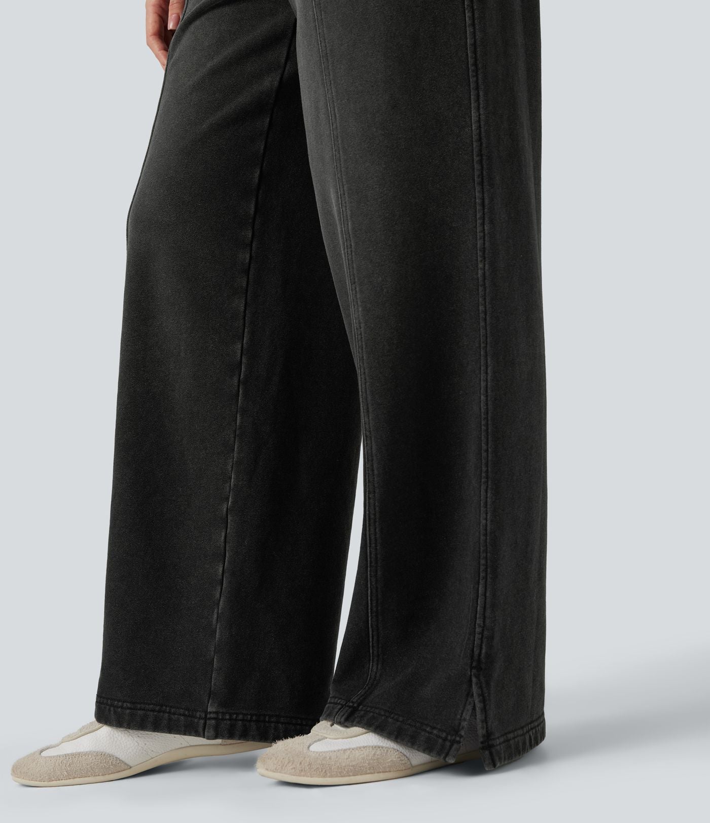 Jean jogging Halara Flex™ coupe droite fendu taille haute molleton français avec cordon de serrage et poches