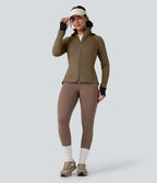 Veste randonnée capuche amovible double zip cordon de serrage avec trous pouces et poches