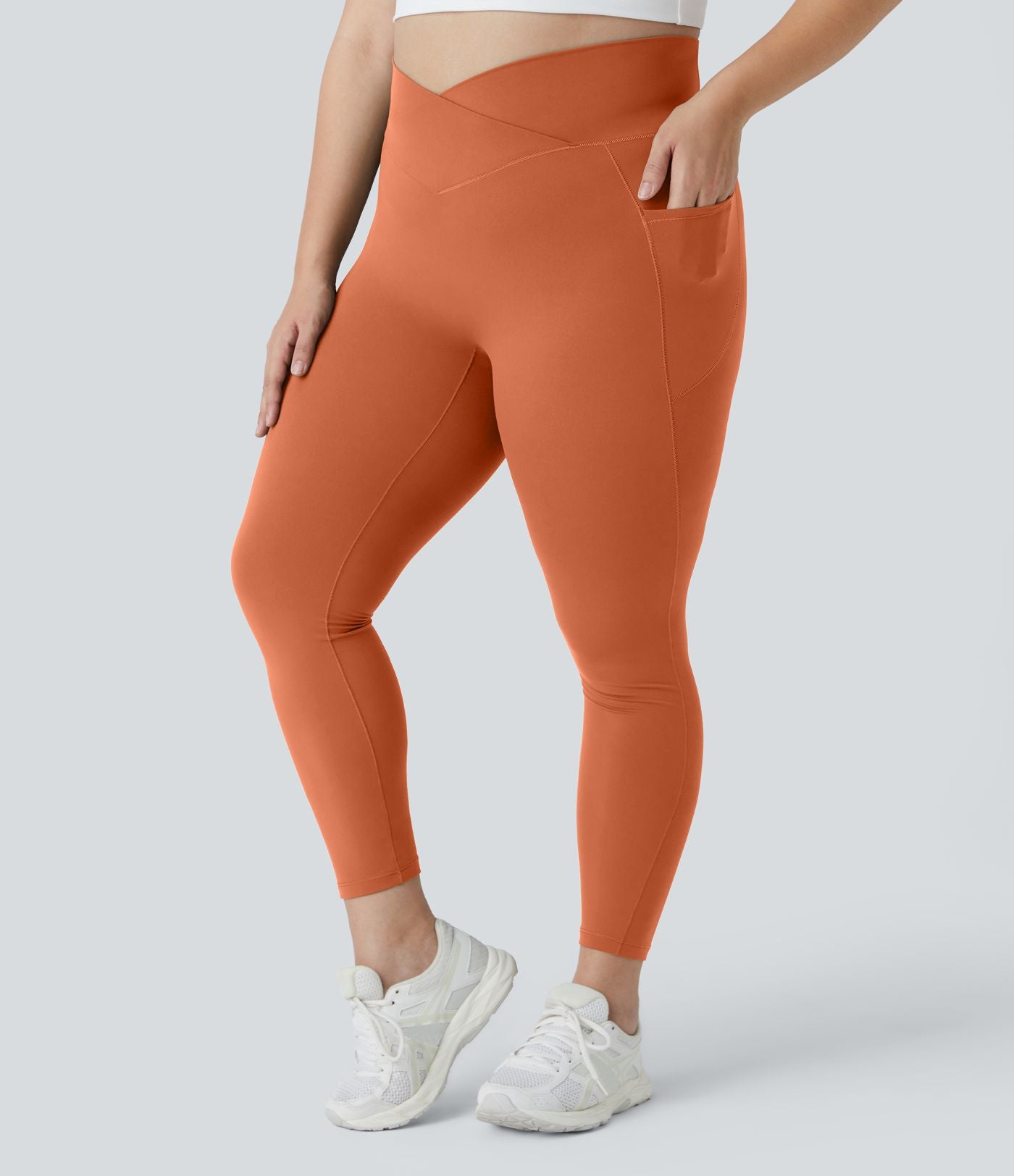 Softlyzero™ Legging Grande Taille Pleine Longueur Taille Haute Poches Latérales Croisée - UPF50+
