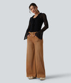 Jean large Halara Flex™ décontracté coloré, taille haute, avec poches