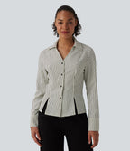 Chemise tailleur manches longues à rayures