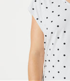 T-shirt casual col V à manches courtes à pois
