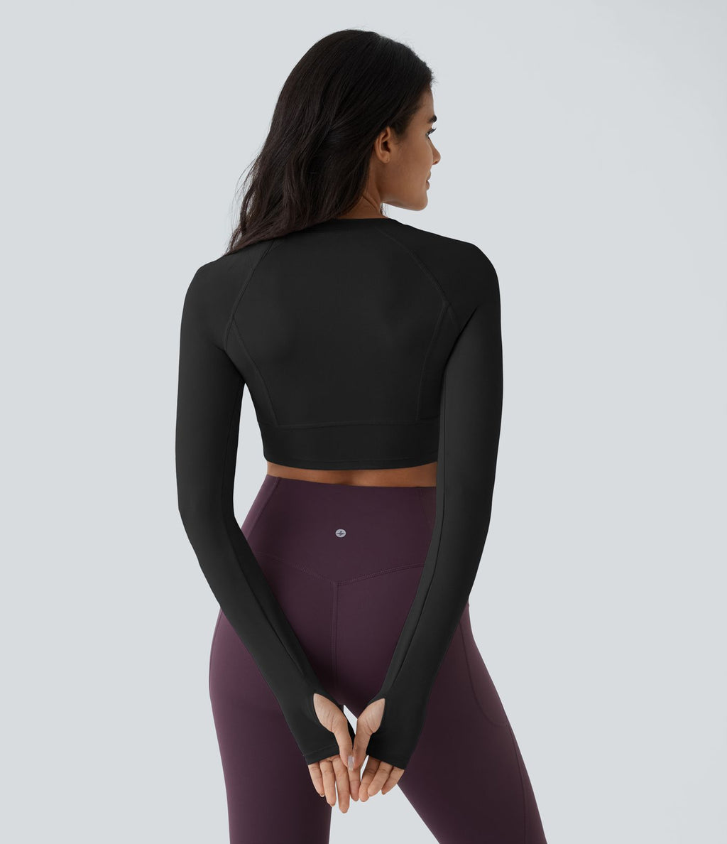Top Sport Yoga Uni à Trou pour le Pouce Coupe Courte
