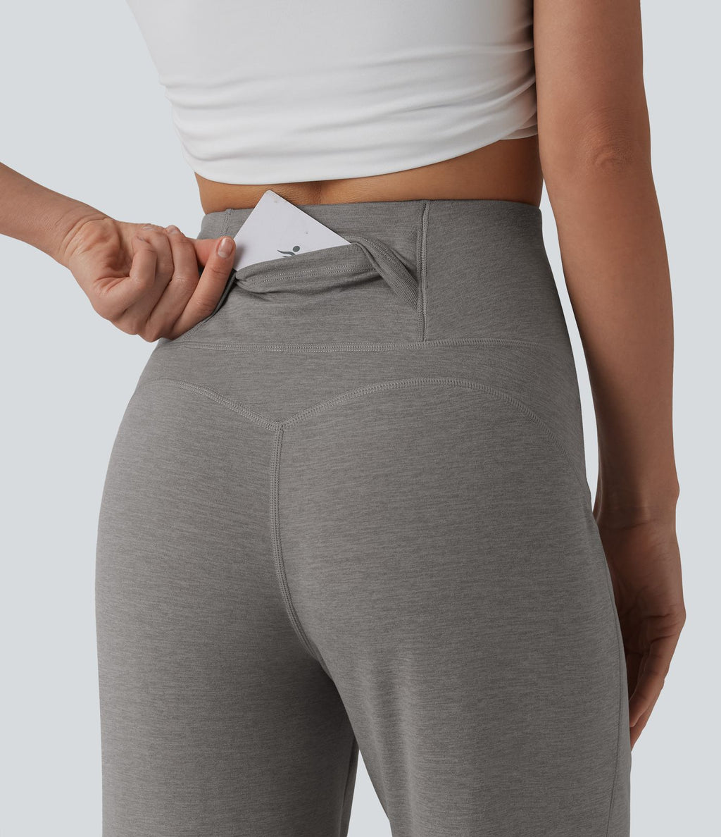 Pantalon droit taille haute ventre plat avec poche