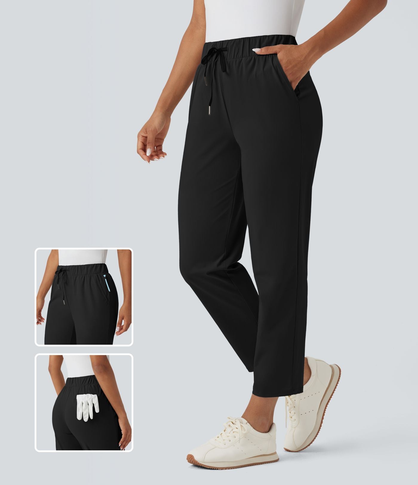 Pantalon golf fuselé taille haute cordon poches séchage rapide - Poche tee de golf