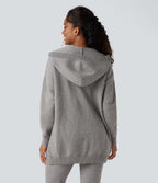 Cardigan à capuche avec boutons et poches