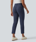 Pantalon de golf fuselé crêpe taille haute avec poches