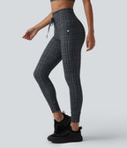 Legging de yoga Halara UltraSculpt™ taille haute avec cordon de serrage imprimé carreaux avec poches
