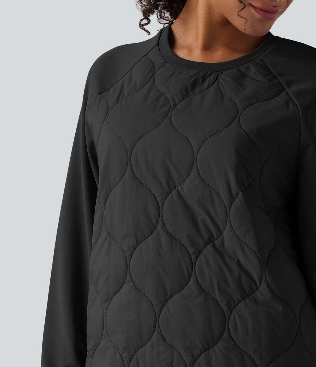 Sweat-shirt de sport matelassé camping à col rond et manches longues