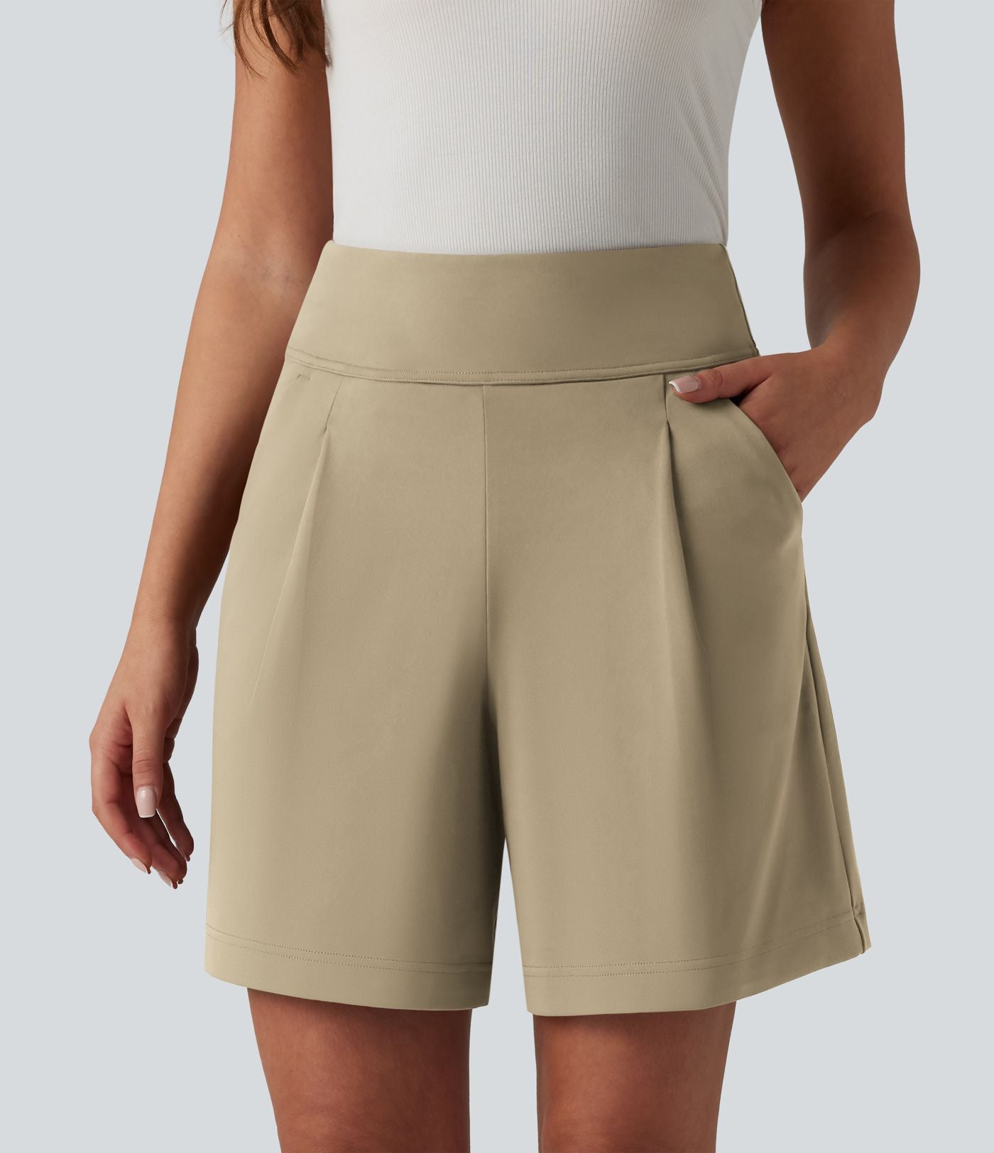 Short tailleur ample DayStretch taille haute 17,5 cm avec poches