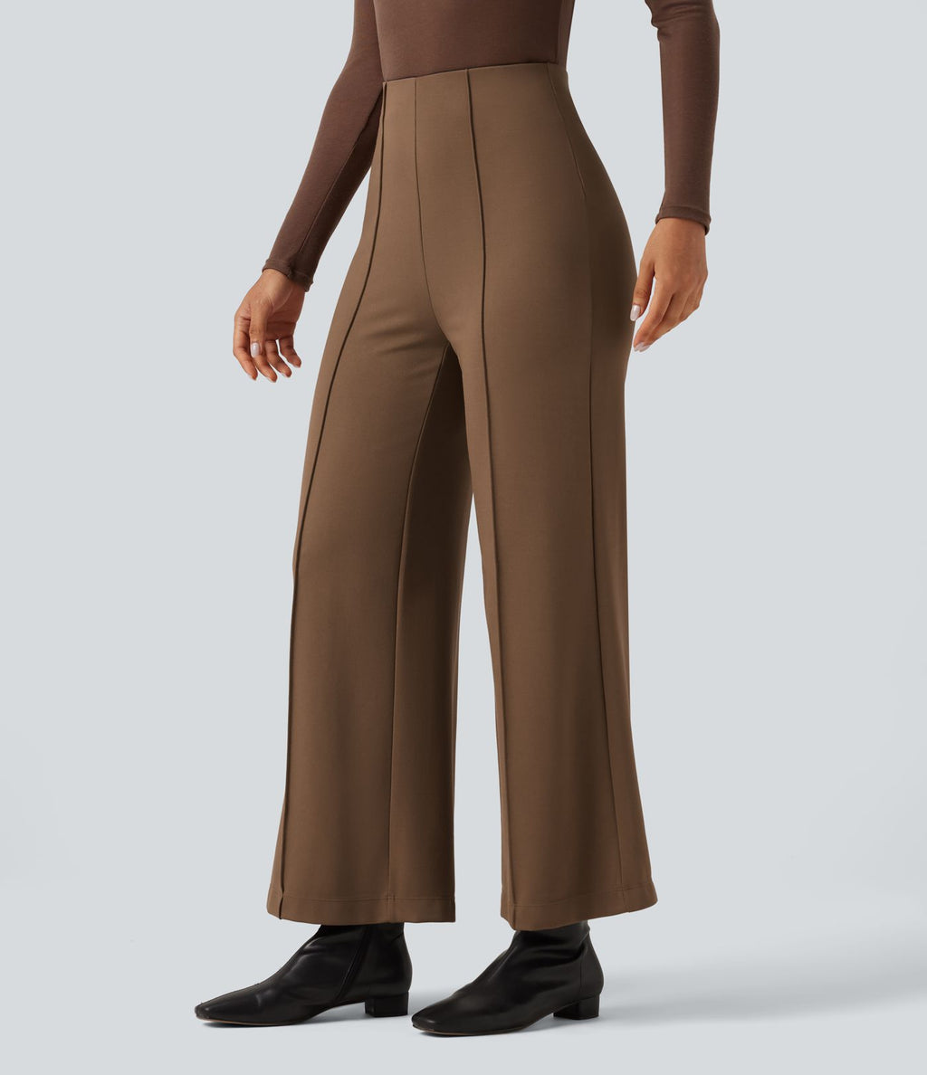 Pantalon large esprit bureau Halara Flex™ taille haute avec plis nervurés