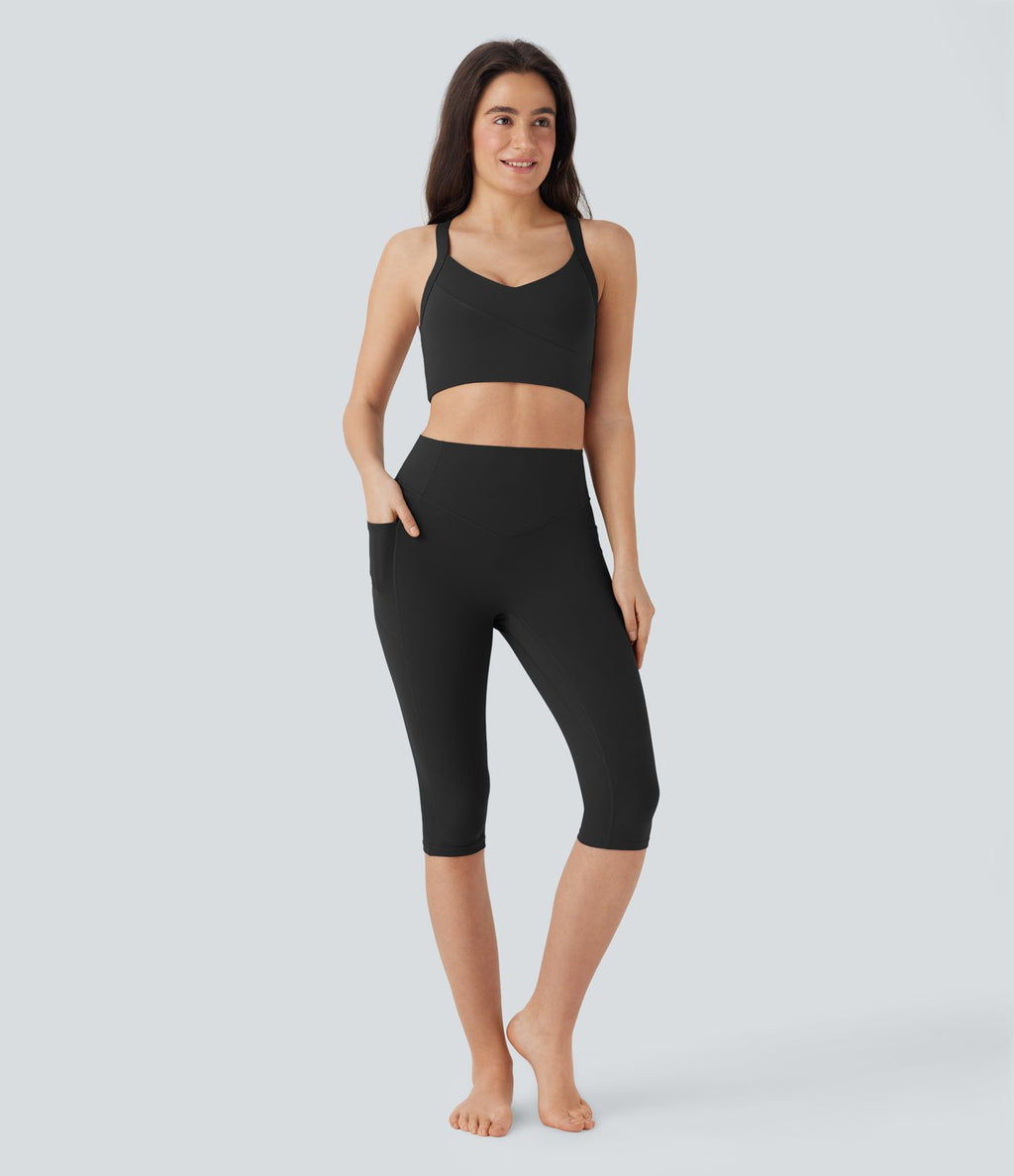 Legging 7/8 corsaire d'entraînement gainant galbant taille haute avec effet scrunch et poches Halara UltraSculpt™
