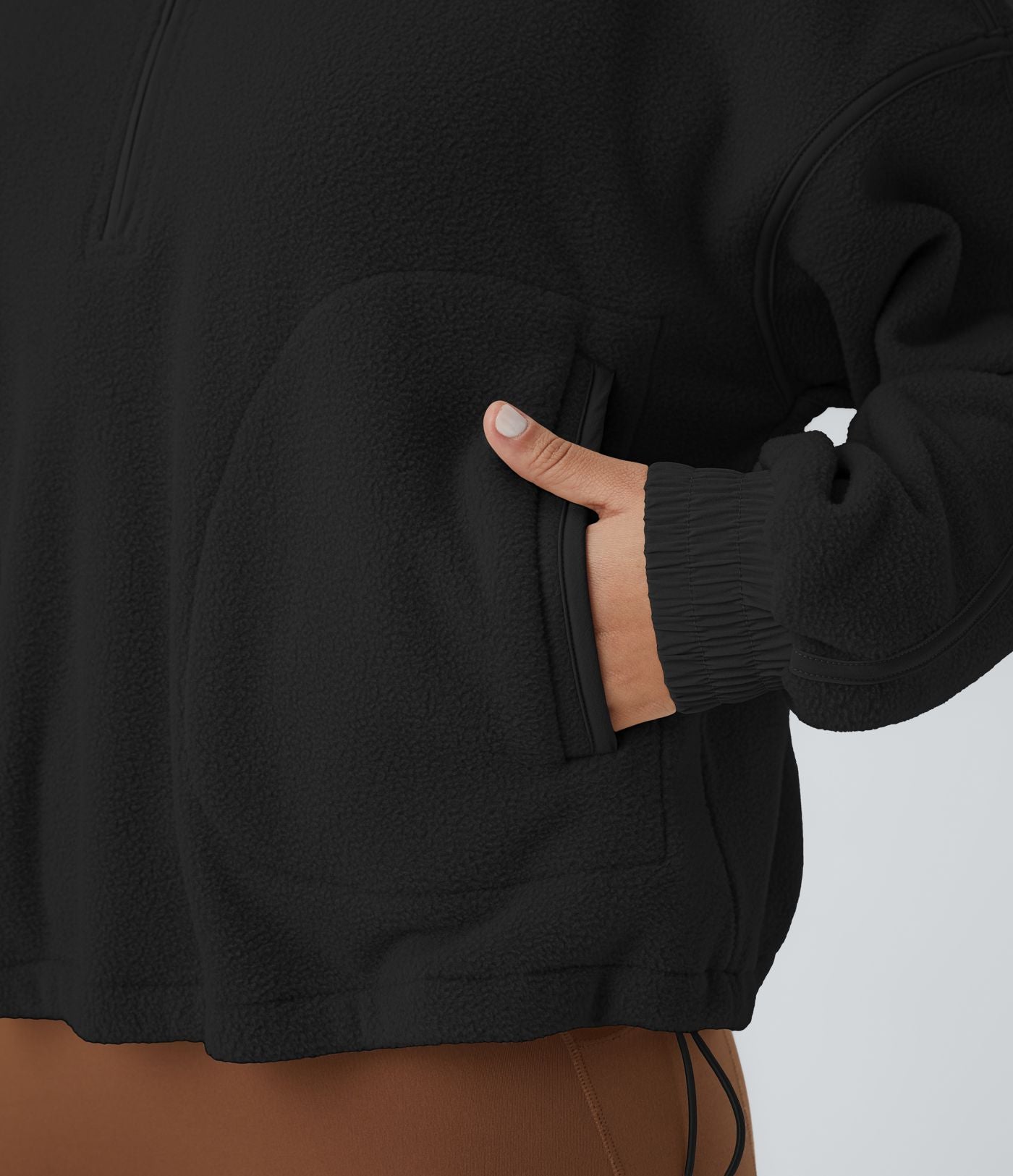 Sweat-shirt de randonnée en polaire avec col et demi-zip