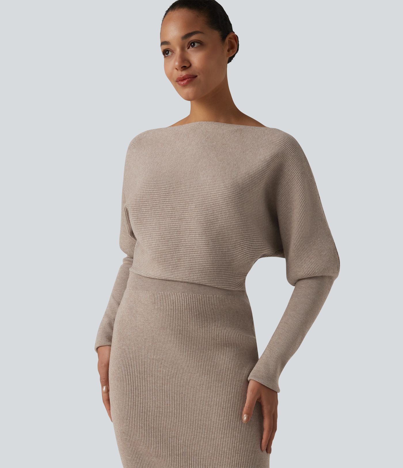 Robe pull midi casual à manches longues
