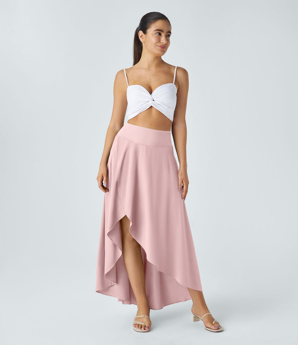 Jupe Longue Casual Breezeful™ Taille Haute à Volants 2en1 Fluide Sèchement Rapide Quotidien Maxi