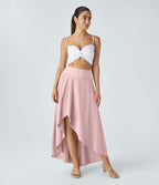 Jupe Longue Casual Breezeful™ Taille Haute à Volants 2en1 Fluide Sèchement Rapide Quotidien Maxi