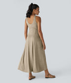 Robe Casual Débardeur Longue Fluide Fendue Dos Nu à Col en U