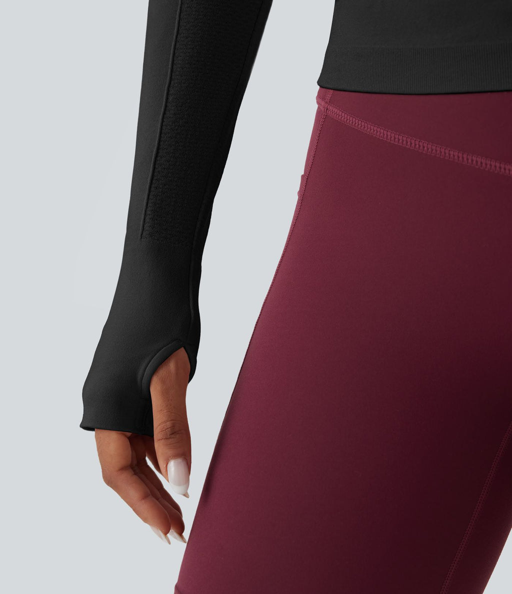 Haut de sport yoga manches raglan longues avec passants pouces sans couture OneForm Seamless Flow