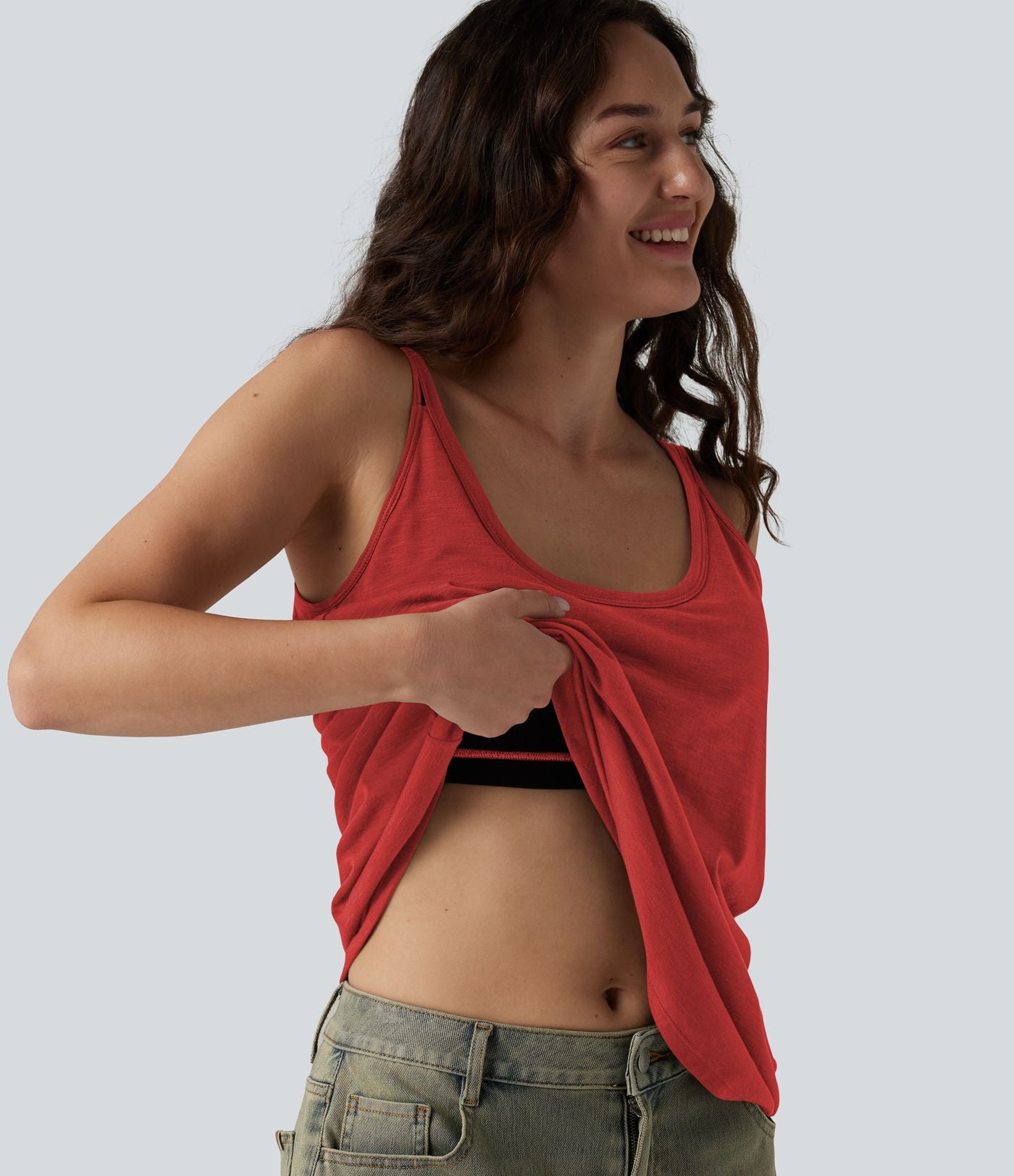 Débardeur décontracté à col en U et brassière intégrée