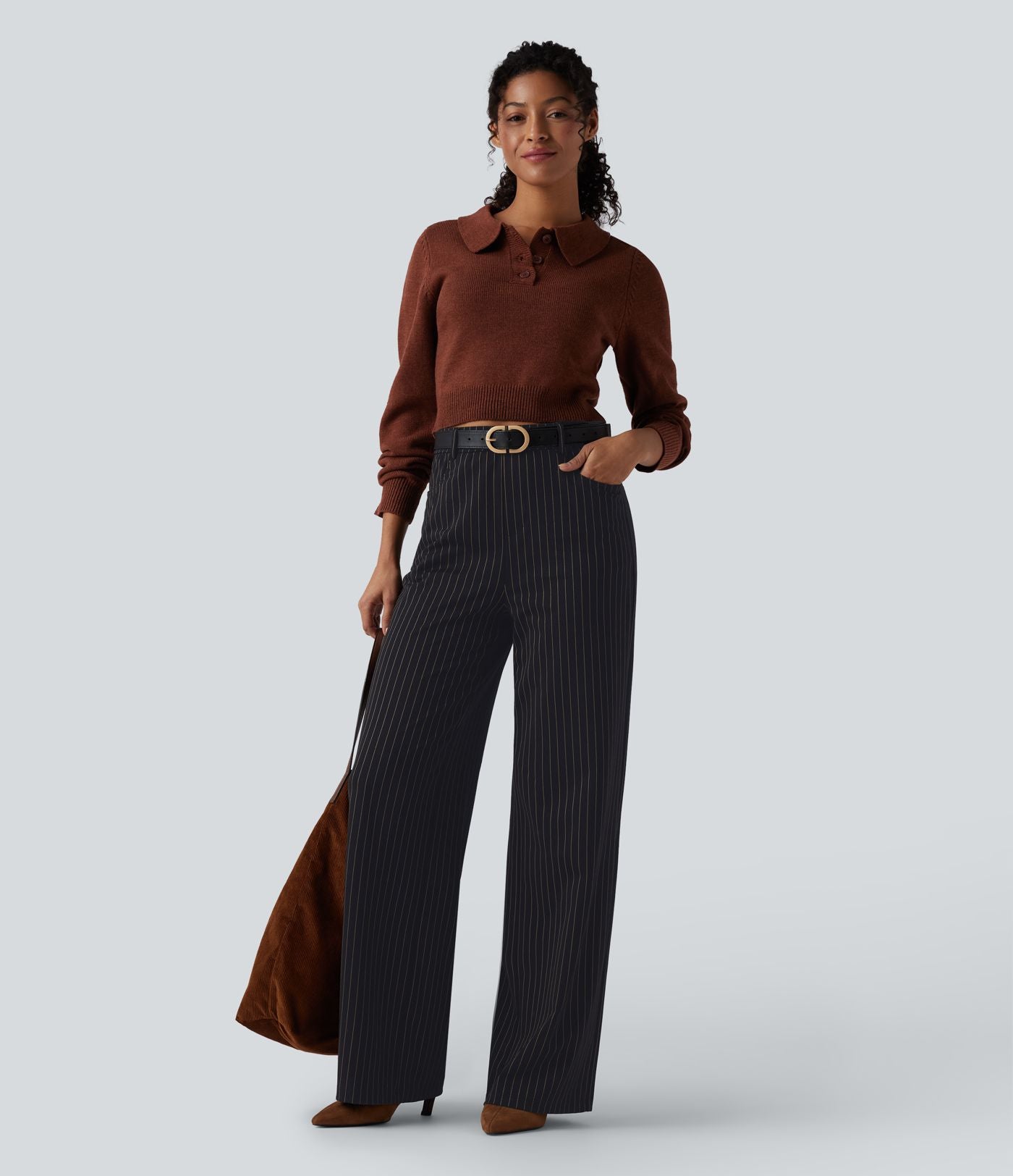 Pantalon de travail Halara Flex™ large taille haute à rayures et effet frais InstantCool avec poches