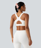 Brassière de sport d'entraînement maintien fort en mesh contrasté avec boucle ajustable et coussinets non amovibles
