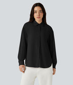 Chemise ourlet arrondi manches longues avec poche