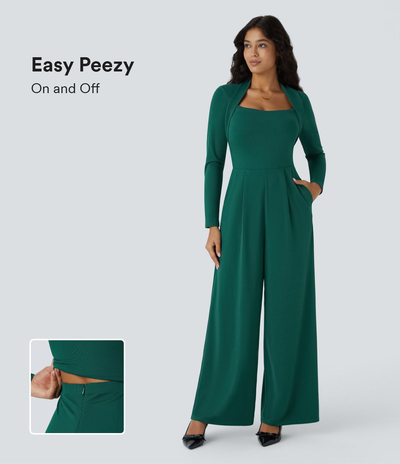 Combinaison de cérémonie à manches longues, coupe large avec poches latérales et zip invisible - Édition Easy Peasy